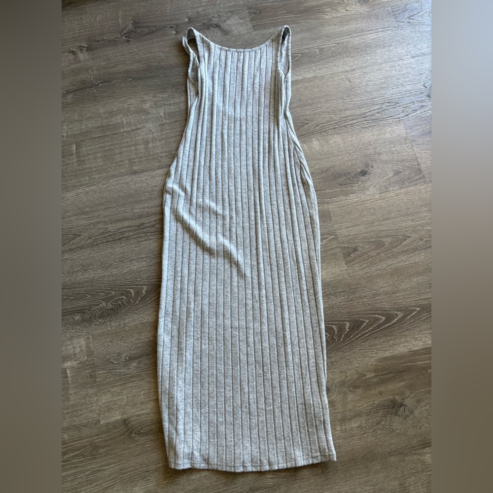 SHEIN Grey Ribbed Midi Lounge Dress